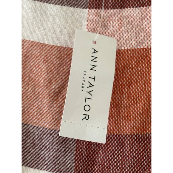 Ann Taylor Womens Checkered Sleeveless Plaid Tank Top XL Orange/Burgundy - Picture 5 of 10